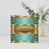 翡翠のような緑の金 女性の誕生日パーティー 招待状 (スタンド正面)