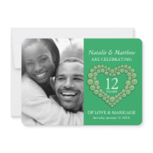 翡翠のグリーンビーズのハート型 12周年結婚記念日