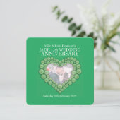 翡翠の12周年結婚記念日のハート写真招待状 招待状 (スタンド正面)