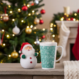 翡翠グリーンのサンタの陽気なクリスマス HO! HO! HO! カフェラテマグ
