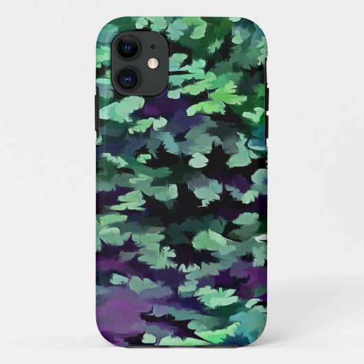 翡翠緑と紫のカモフラージュ パターン Case-Mate iPhoneケース (裏面)