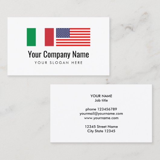 翻訳サービスのイタリア語-英語の訳者 名刺 (正面/裏面)