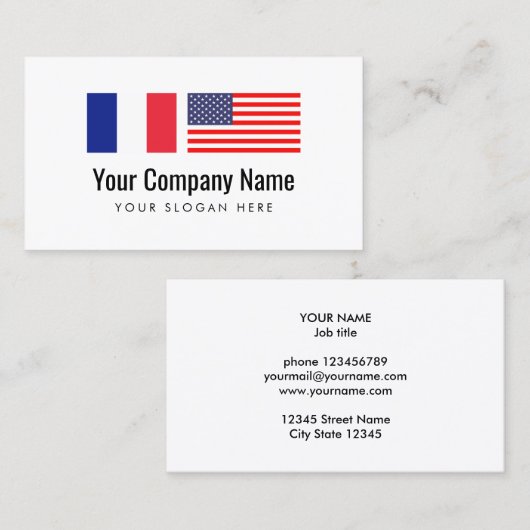 翻訳サービスのFench米国の英国の訳者 名刺 (正面/裏面)