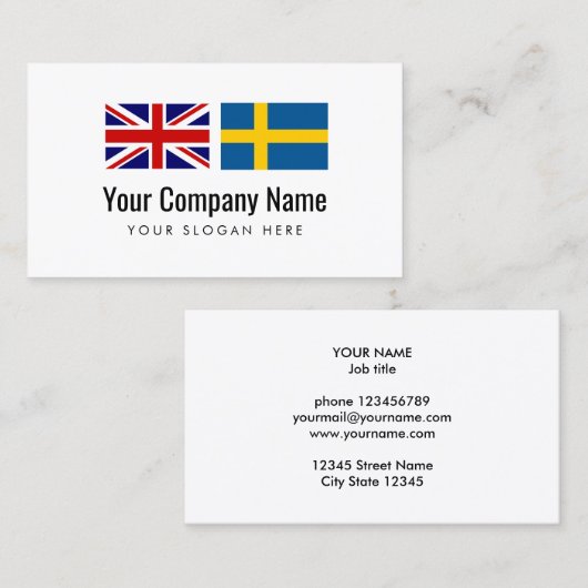 翻訳サービス英語スウェーデン語翻訳 名刺 (正面/裏面)