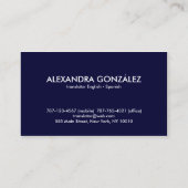 翻訳者の英語- スペインの 名刺 (裏面)