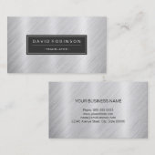 翻訳者 - 現代的なブラシ仕上げのメタル外観 名刺 (正面/裏面)