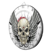 翼およびギターが付いているスカル ダーツボード (正面右)