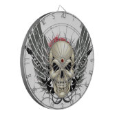 翼およびギターが付いているスカル ダーツボード (正面左)