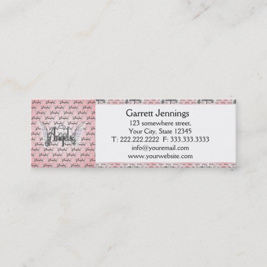 翼およびハローのピンクの天使の背景 スキニー名刺 (正面)