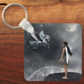 翼かわいらし付き妖精と馬飛んでいる類 キーホルダー (正面)