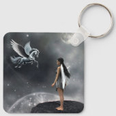 翼かわいらし付き妖精と馬飛んでいる類 キーホルダー (裏面)