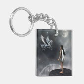 翼かわいらし付き妖精と馬飛んでいる類 キーホルダー (正面左)