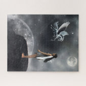 翼かわいらし付き妖精と馬飛んでいる類 ジグソーパズル (横)