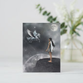 翼かわいらし付き妖精と馬飛んでいる類 ポストカード (スタンド正面)