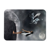 翼かわいらし付き妖精と馬飛んでいる類 マグネット (横)