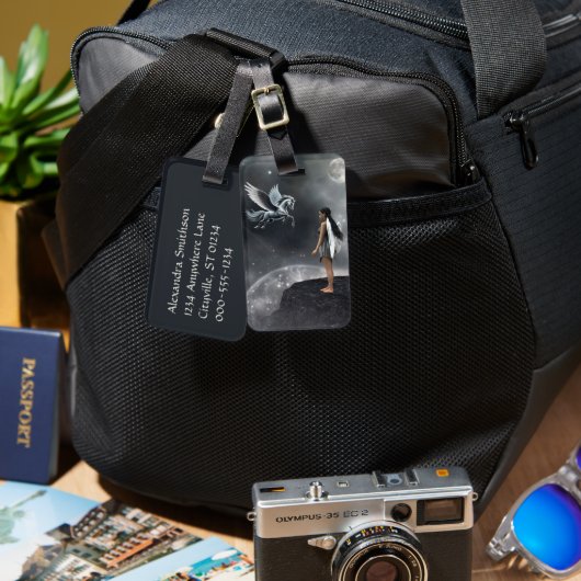 翼かわいらし付き妖精と馬飛んでいる類 ラゲッジタグ (正面&裏面)