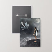 翼かわいらし付き妖精と馬飛んでいる類 缶バッジ (正面/裏面)