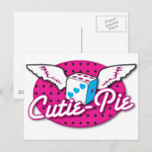 翼が付いているかわいこちゃんパイロカビリーのかわいいサイコロ ポストカード (正面/裏面)