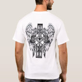 翼が付いているケルト十字 Tシャツ (裏面)