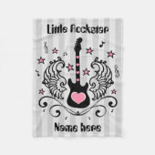 翼が付いているピンクのロックスターのギター フリースブランケット (正面)