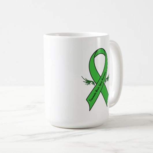 翼が付いている外傷性の脳損傷のリボン コーヒーマグカップ (正面右)