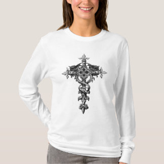 翼が付いている女性十字 Tシャツ