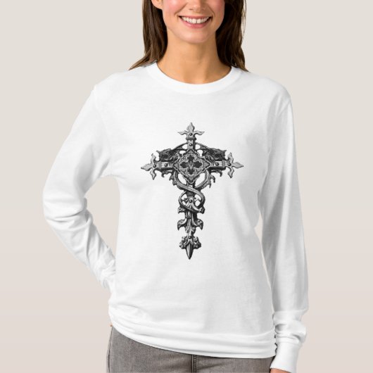 翼が付いている女性十字 Tシャツ (正面)