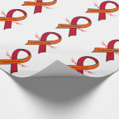 翼が付いている川崎の病気の認識度のリボン ラッピングペーパー (角)