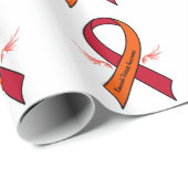 翼が付いている川崎の病気の認識度のリボン ラッピングペーパー (ロールコーナー)