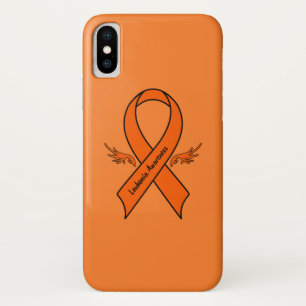 翼が付いている白血病の認識度のリボン iPhone X ケース
