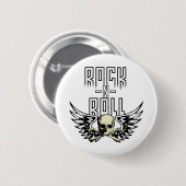翼が付いている石nロールスカル 缶バッジ (正面&裏面)