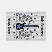 翼が付いている青のロックスターのギター フリースブランケット (正面(横))