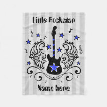 翼が付いている青のロックスターのギター