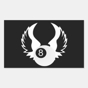 翼が付いている8球 長方形シール