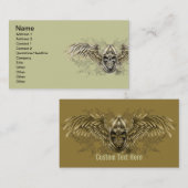 翼が付いているTemplarの騎士ゴシック様式中世スカル 名刺 (正面/裏面)