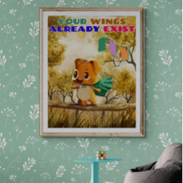 翼が小さな犬の引用文を飛インスパイアばすだけ ポスター