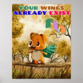 翼が小さな犬の引用文を飛インスパイアばすだけ ポスター (正面)