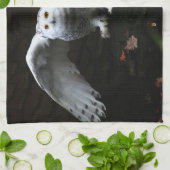 翼が開いたスノーフクロウ キッチンタオル (折り畳み)