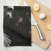 翼が開いたスノーフクロウ キッチンタオル (四つ折り)