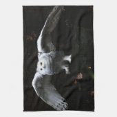 翼が開いたスノーフクロウ キッチンタオル (縦)