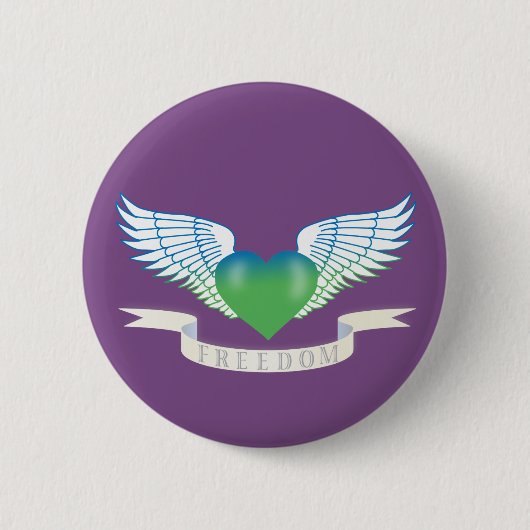 翼で自由に聞く 缶バッジ (正面)