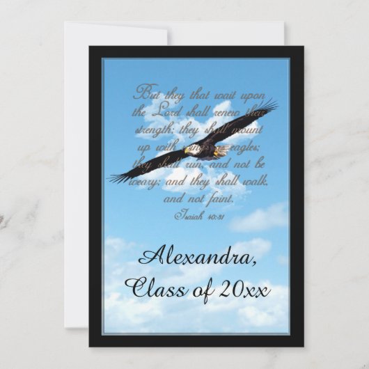 翼としてイーグルバイブル聖句キリスト教卒業 招待状 (正面)