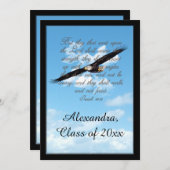 翼としてイーグルバイブル聖句キリスト教卒業 招待状 (正面/裏面)