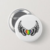 翼との虹のプライドGLBTのハート 缶バッジ (正面&裏面)