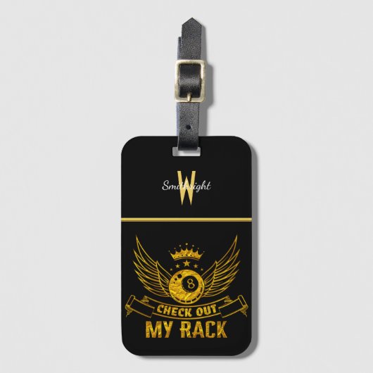 翼とクラウンことわざ付きビリヤードデザイン ラゲッジタグ (正面縦)