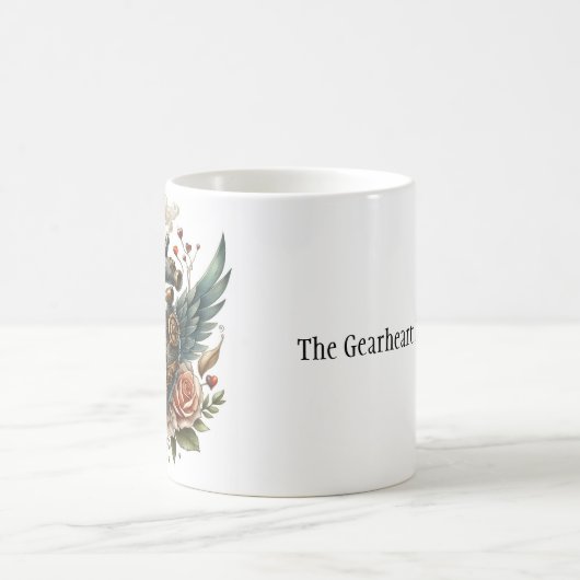 翼とバラを持つスチームパンクハート コーヒーマグカップ (中央)
