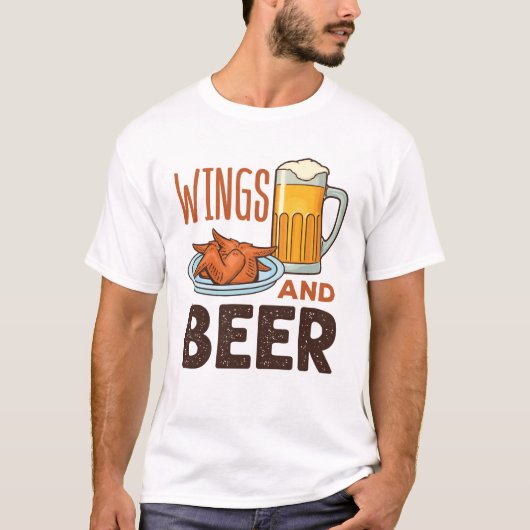 翼とビールチキンウイング飲み物 Tシャツ (正面)