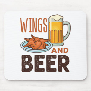 翼とビールチキン翼を飲む マウスパッド