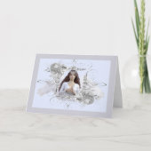 翼とフレーミングを持つクリスマスエンジェル シーズンカード (正面)