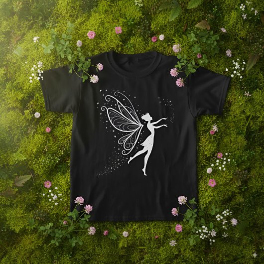 翼と星のある魔法の妖精のシルエット Tシャツ